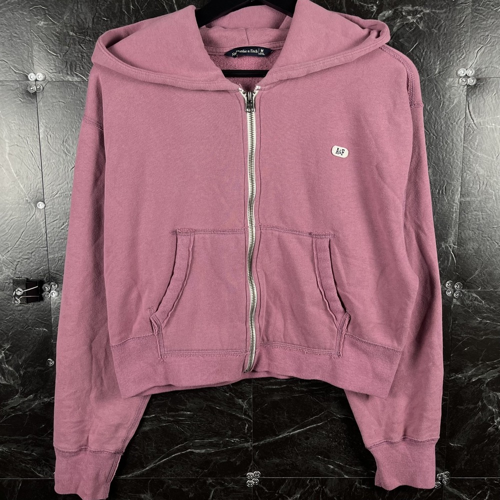 Abercrombie&Fitch Women's Pink A&F Fleece Zip Hoodie Medium